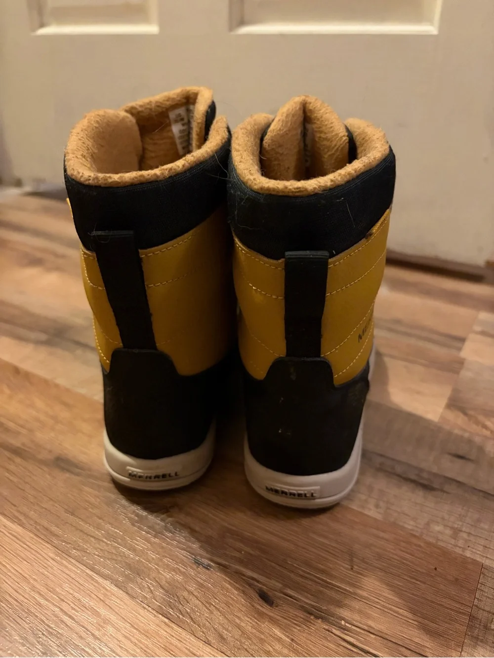 Merrell Kids Black and Mustard Winter Boots - Youth Waterproof Snow Shoes